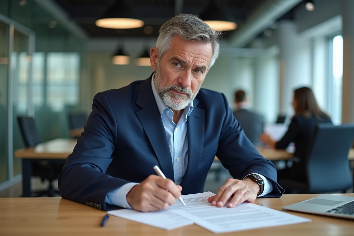 Cadre en costume marine consultant son contrat de travail pour calculer son ancienneté et son indemnité de licenciement