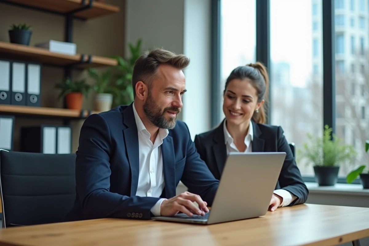 Homme d'affaires en réunion dans un bureau moderne