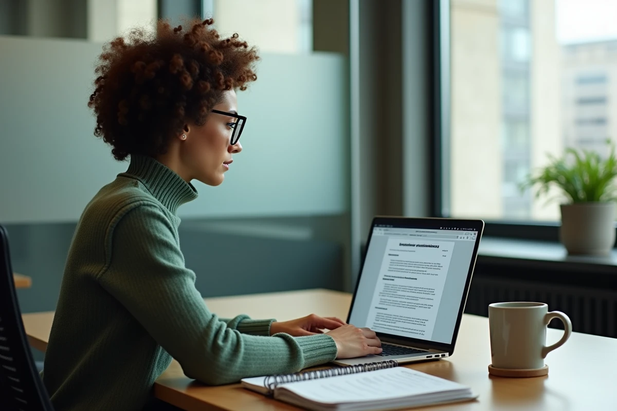 Chargée de conformité RH analysant la politique RGPD et la protection des données personnelles des employés