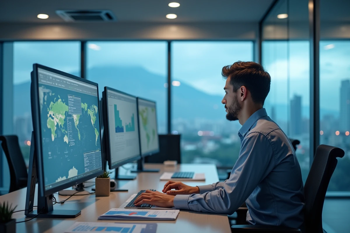 Jeune coordinateur logistique dans un bureau moderne