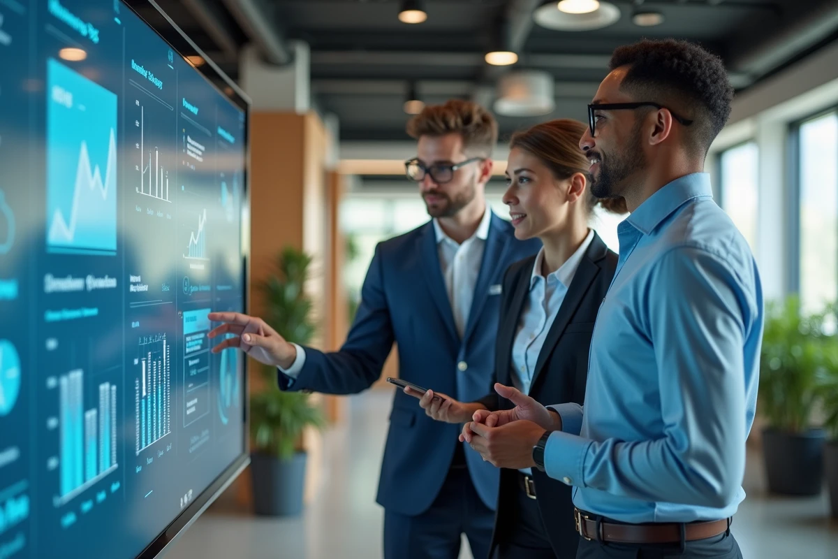 Groupe de trois agents publics discutant d