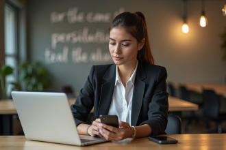Jeune femme professionnelle en réunion de travail
