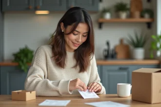 Femme préparant des échantillons dans une cuisine moderne