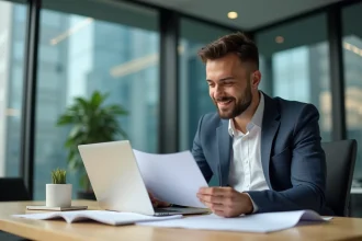 Homme confiant au bureau en tenue business casual