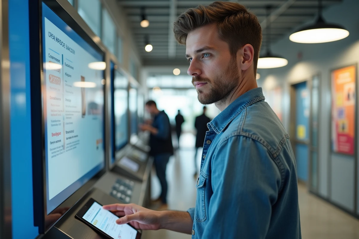 Jeune homme accédant à des vouchers culturels