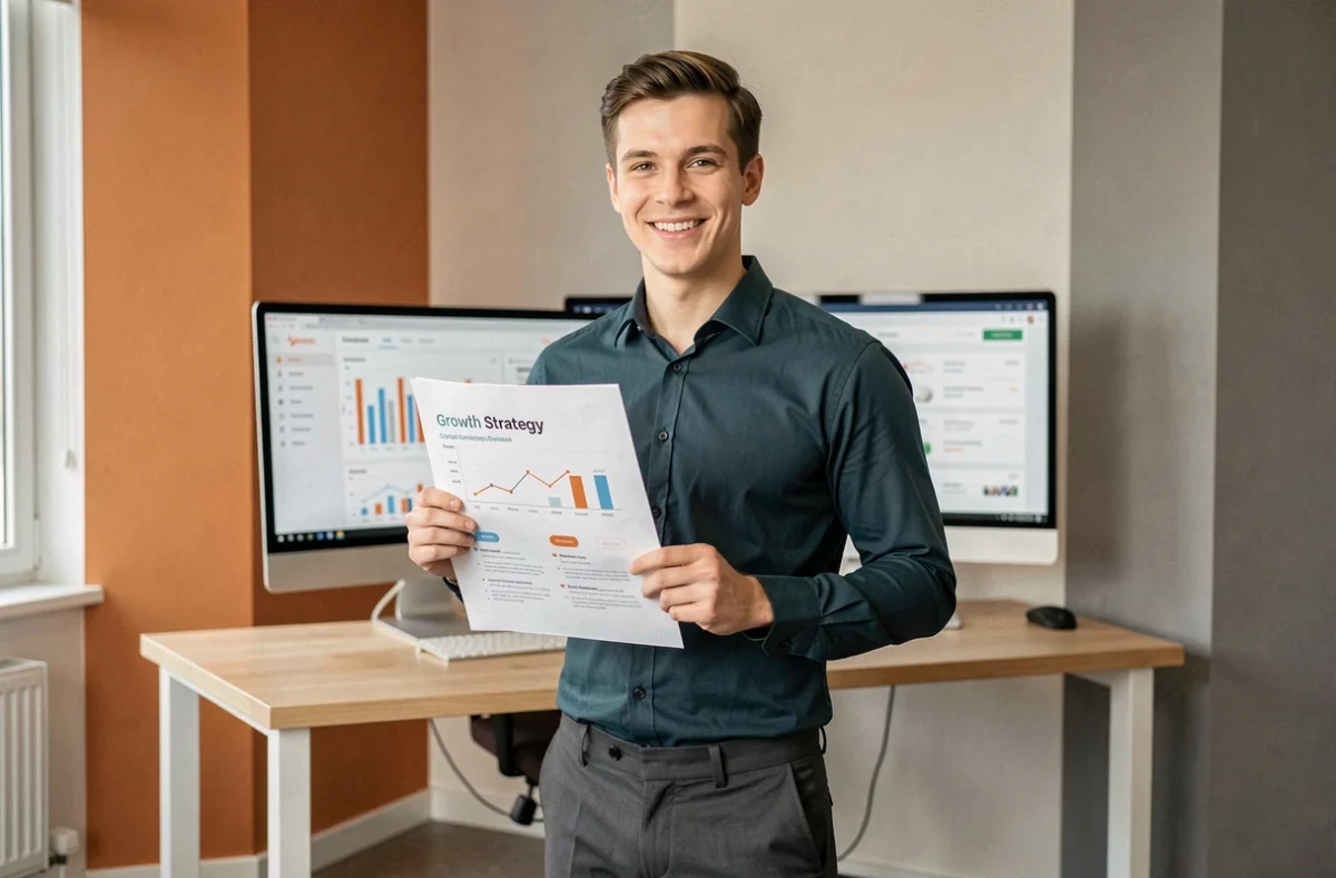 Consultant en marketing digital de l'agence Keblow présentant une stratégie de croissance dans le Pas-de-Calais