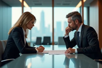 Deux professionnels en réunion de négociation d'entreprise