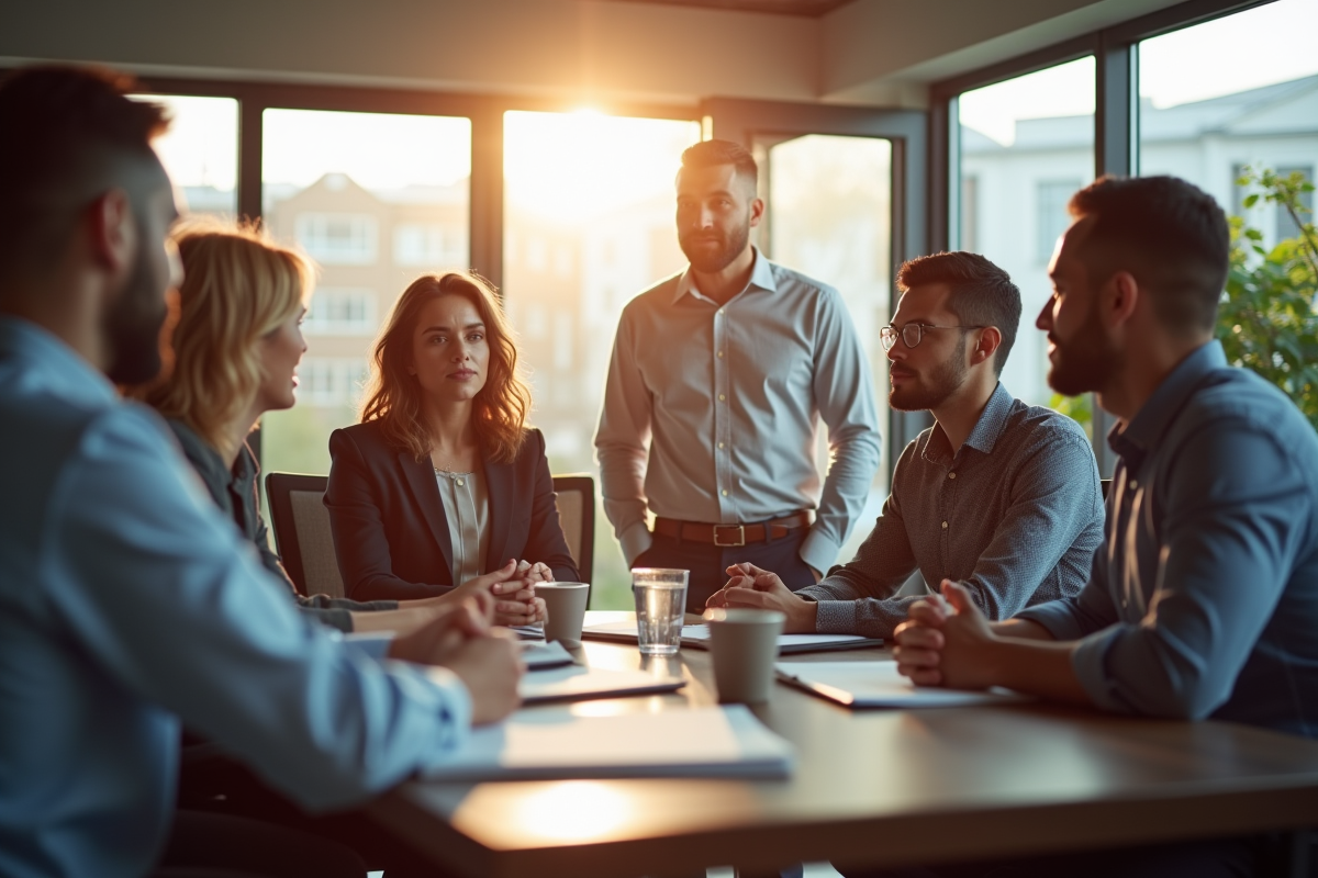 Groupe de collaborateurs divers lors d
