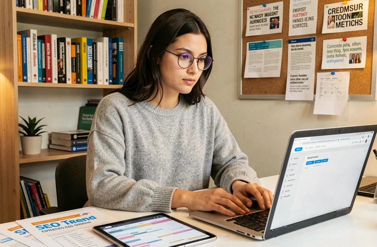 Spécialiste SEO de SEO Supernova analysant des tendances de référencement et planifiant une stratégie de contenu éditoriale